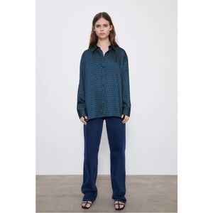 Zara Geometric Print Satin Shirt